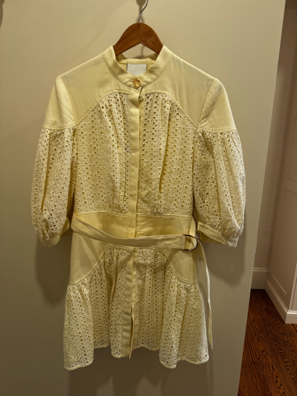 Acler eyelet off white/ very light yellow /cream mini dress